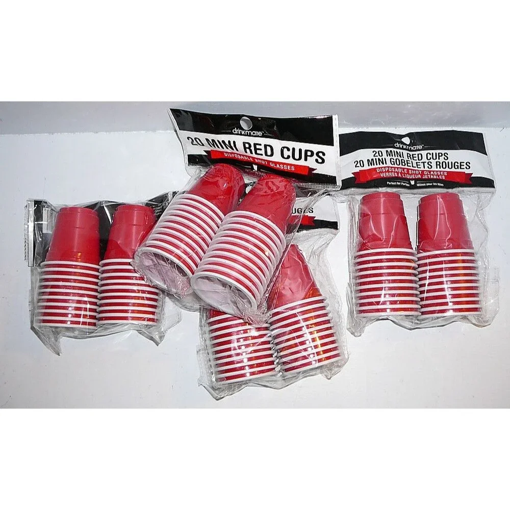 13 pk Drinkmate Mini Red Cups 120pc Disposable Plastic Shot Glasses Party Drink